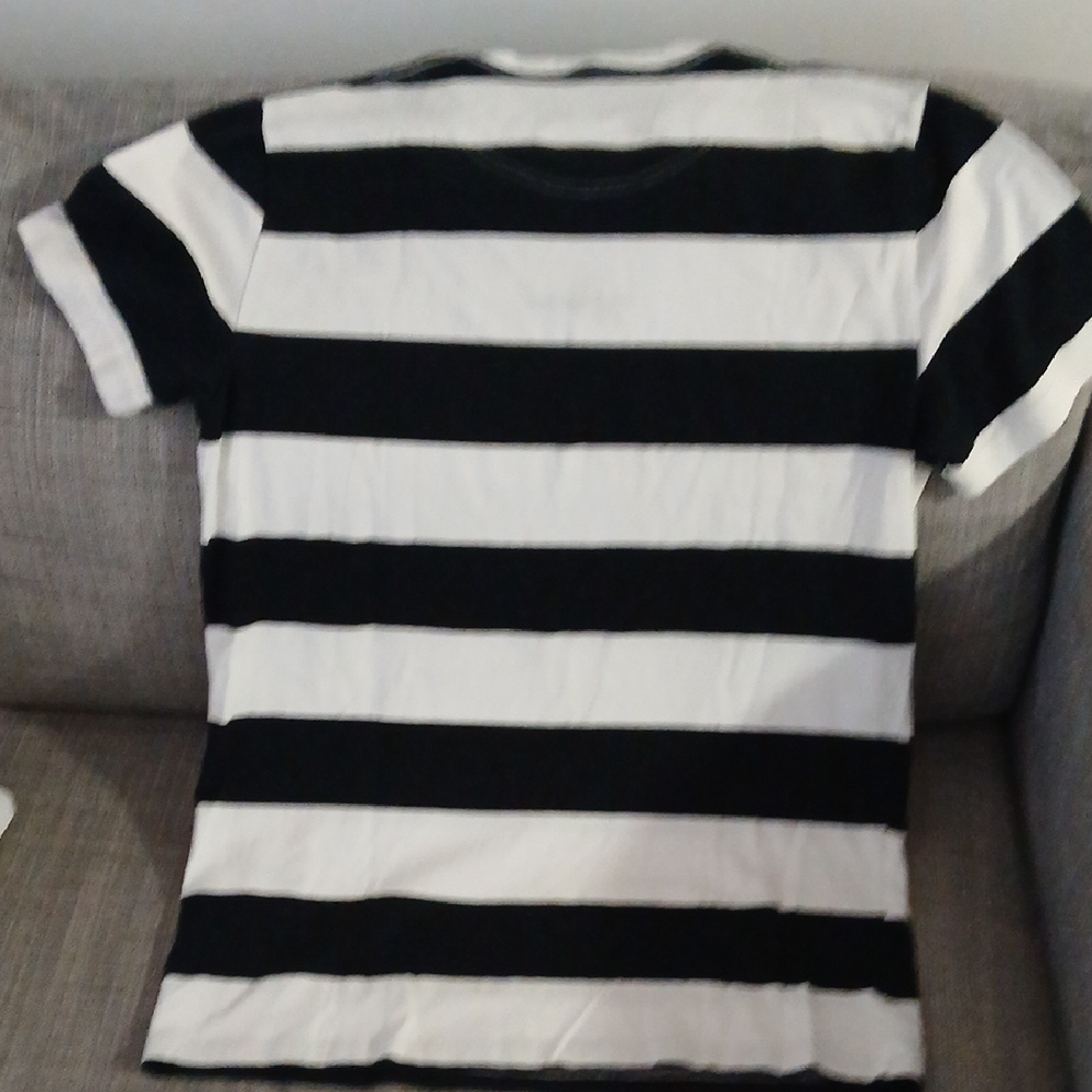 Black and White Striped Men's Shirt - Picture 3 of 4